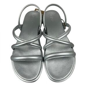 OLUKAI Tiare Elegant Strappy Support Leather Sandal in Silver Size 9 Nwt